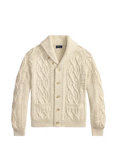 Polo Ralph Lauren Cable-knit Shawl-collar Cardigan In Animal Print