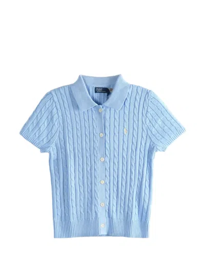 Polo Ralph Lauren Cable-knit Short-sleeved Cardigan In Blue