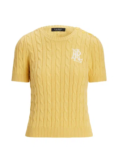 Polo Ralph Lauren Cable-knit Short-sleeves Top In Yellow