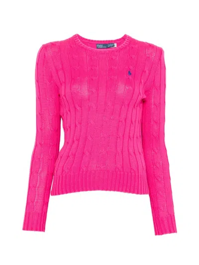 Polo Ralph Lauren Cable-knit Slim Fit Cotton Crewneck Jumper In Pink