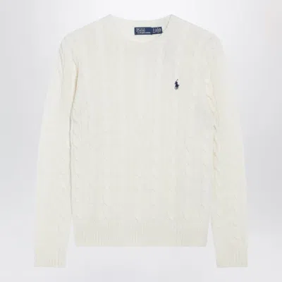 Polo Ralph Lauren Cable-knit Sweater In Cream Wool And Cashmere In White