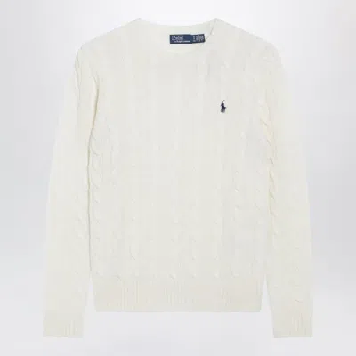 Polo Ralph Lauren Cableknit Sweater In Cream Wool And Cashmere In Animal Print
