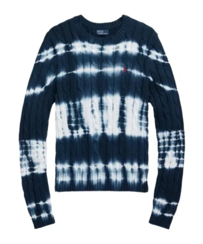 Polo Ralph Lauren Cable-knit Tie-dye Sweater In Blue