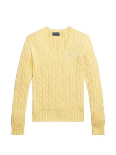 Polo Ralph Lauren Cable-knit V-neck Jumper In Yellow