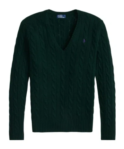 Polo Ralph Lauren Cable-knit V-neck Pullover In Green