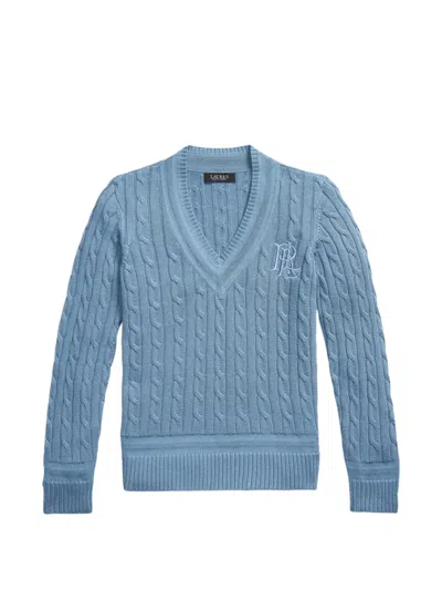 Polo Ralph Lauren Cable-knit V-neck Sweater In Blue
