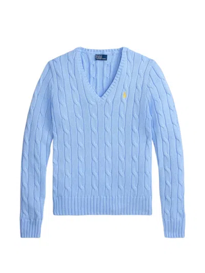 Polo Ralph Lauren Cable-knit V-neck Sweater In Blue