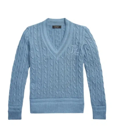 Polo Ralph Lauren Cable-knit V-neck Sweater In Blue