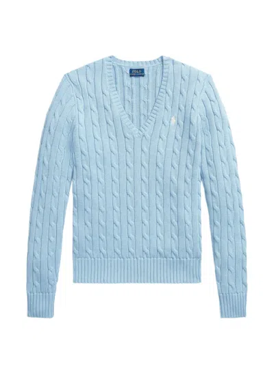 Polo Ralph Lauren Cable-knit V-neck Sweater In Blue