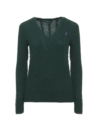 Polo Ralph Lauren Cable-knit V-neck Sweater In Green