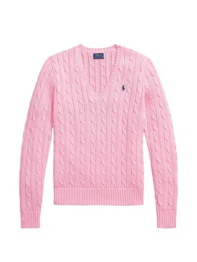 Polo Ralph Lauren Cable-knit V-neck Sweater In Pink