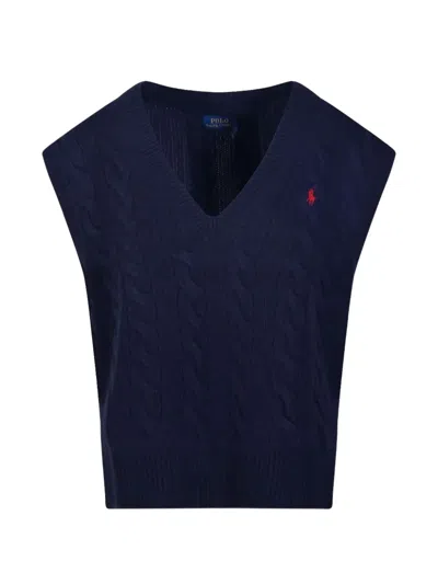 Polo Ralph Lauren Cable-knit V-neck Vest In Blue