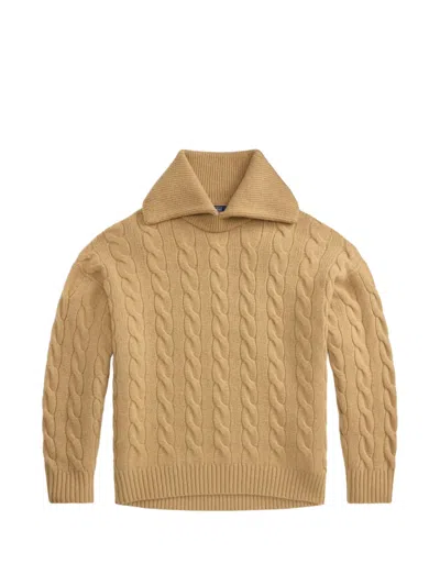 Polo Ralph Lauren Cable-knit Wide-collar Sweater In Nude