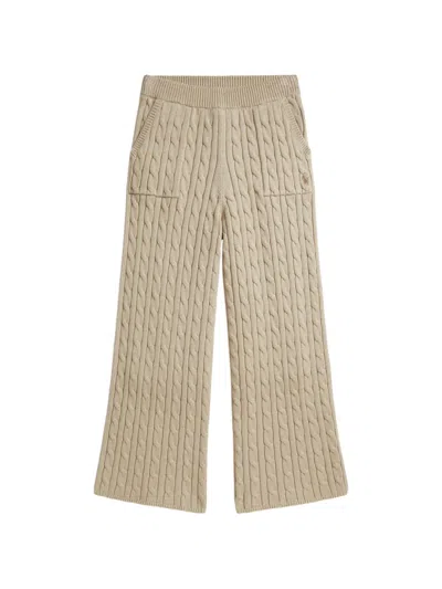 Polo Ralph Lauren Kids' Cable-knit Wide-leg Trousers In Brown