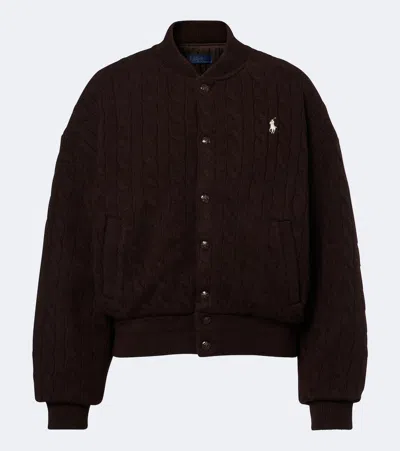 Polo Ralph Lauren Cable-knit Wool And Cashmere Bomber Jacket In Brown