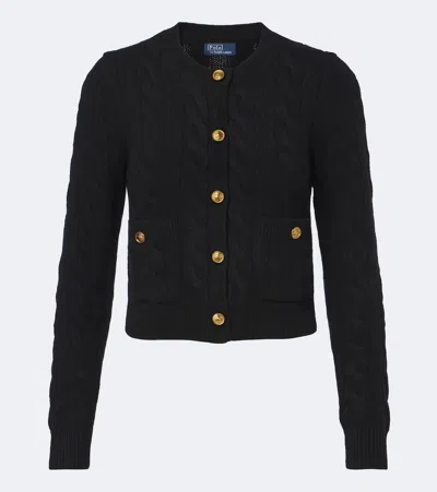 Polo Ralph Lauren Cable-knit Wool And Cashmere Cardigan In Black