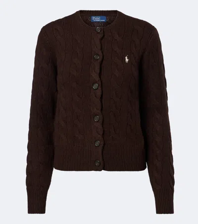 Polo Ralph Lauren Cable-knit Wool-cashmere Cardigan In Cedar Heather In Blue