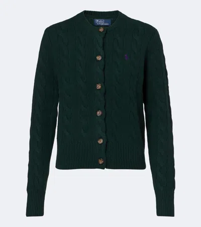 Polo Ralph Lauren Cable-knit Wool And Cashmere Cardigan In Green