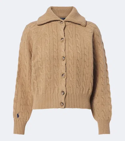 Polo Ralph Lauren Cable-knit Wool And Cashmere Cardigan In Neutral