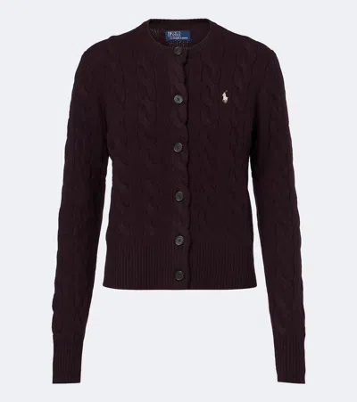 Polo Ralph Lauren Cable-knit Wool And Cashmere Cardigan In Purple