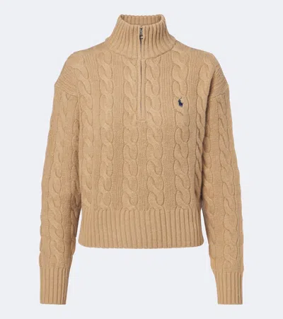 Polo Ralph Lauren Cable-knit Wool And Cashmere Sweater In Orange