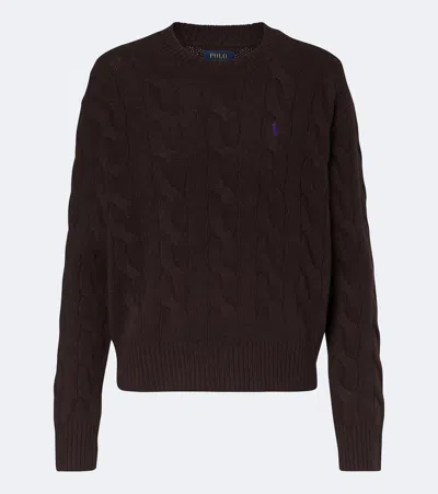 Polo Ralph Lauren Cable-knit Wool And Cashmere Sweater In Brown