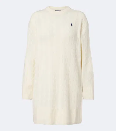 Polo Ralph Lauren Cable-knit Wool And Cashmere Sweater Dress In White