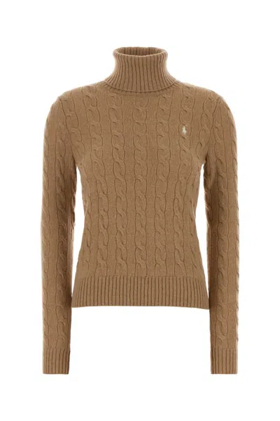 Polo Ralph Lauren Cable-knit Wool Cashmere Sweater In Brown