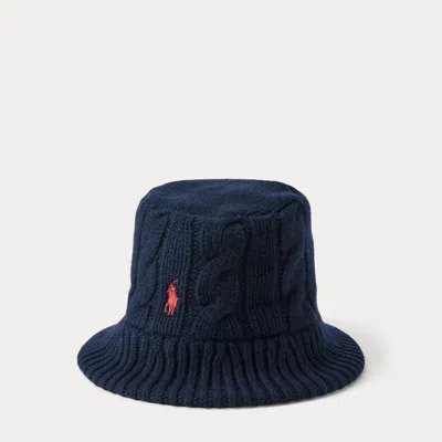 Polo Ralph Lauren Cable-knit Wool-blend Bucket Hat In Hunter Navy
