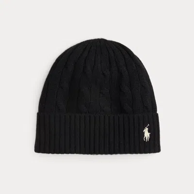Polo Ralph Lauren Cable-knit Wool-cashmere Beanie In Black