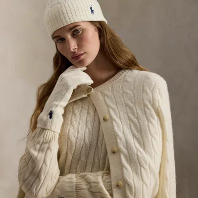 Polo Ralph Lauren Cable-knit Wool-cashmere Beanie In Cream