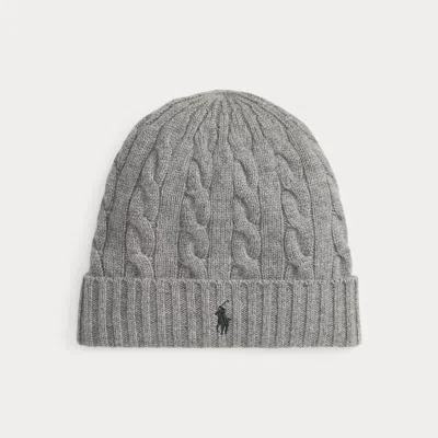 Polo Ralph Lauren Cable-knit Wool-cashmere Beanie In Fawn Grey Heather In Gray