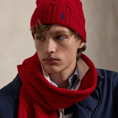 Polo Ralph Lauren Cable-knit Wool-cashmere Beanie In Park Avenue Red