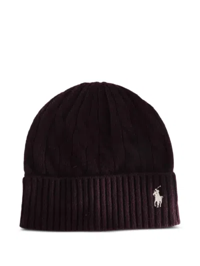 Polo Ralph Lauren Cable-knit Wool-cashmere Beanie In Brown