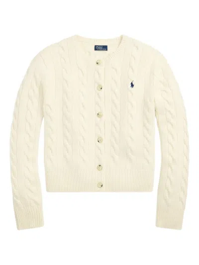 Polo Ralph Lauren Cable-knit Wool-cashmere Cardigan In Gold