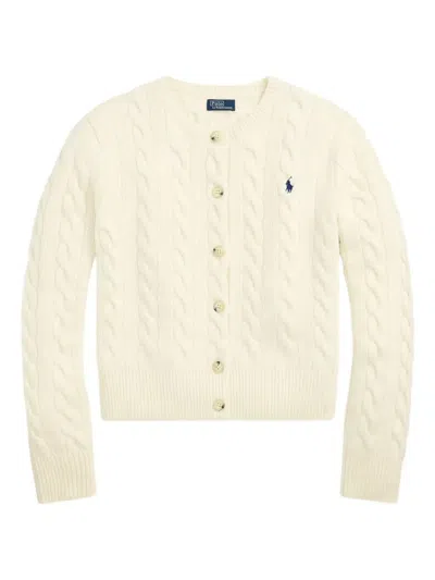 Polo Ralph Lauren Cable-knit Wool-cashmere Cardigan In Neutral