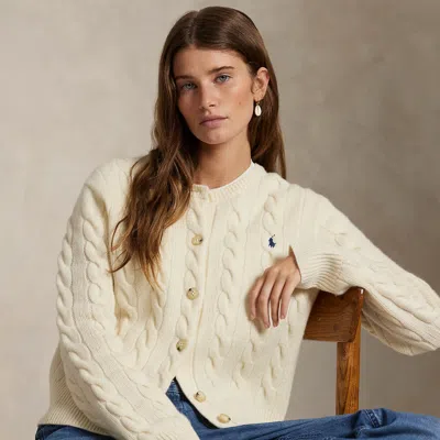 Polo Ralph Lauren Cable-knit Wool-cashmere Cardigan In Authentic Cream