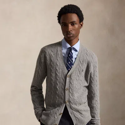 Polo Ralph Lauren Cable-knit Wool-cashmere Cardigan In Fawn Grey Heather