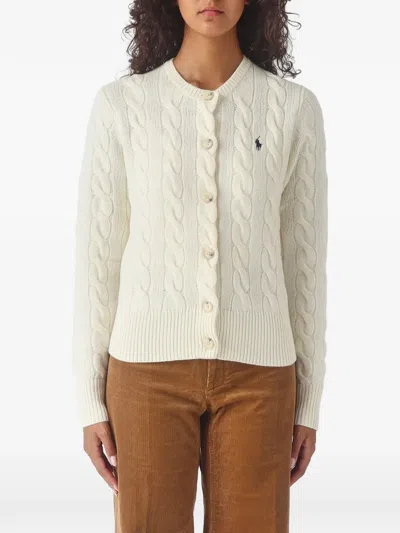 Polo Ralph Lauren Cable-knit Wool-cashmere Cardigan In Neutrals
