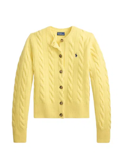 Polo Ralph Lauren Cable-knit Wool-cashmere Cardigan In Black