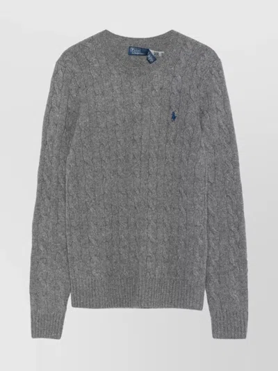 Polo Ralph Lauren Cable-knit Wool-cashmere Crewneck Jumper In Blue