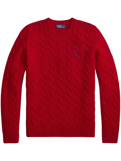 Polo Ralph Lauren Cable-knit Wool-cashmere Crewneck Sweater In Red