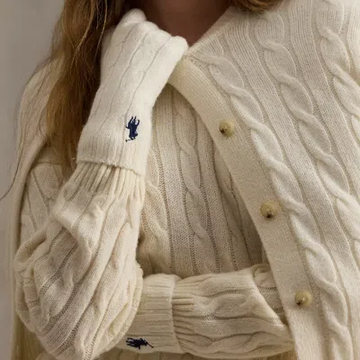 Polo Ralph Lauren Cable-knit Wool-cashmere Gloves In Cream