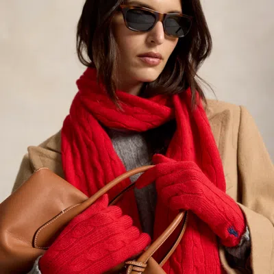 Polo Ralph Lauren Cable-knit Wool-cashmere Gloves In Rl 2000 Red