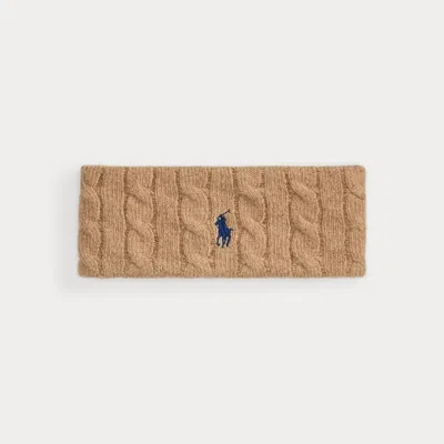 Polo Ralph Lauren Cable-knit Wool-cashmere Headband In Camel In Blue