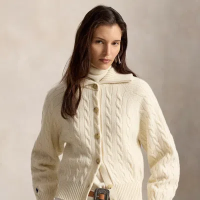 Polo Ralph Lauren Cable-knit Wool-cashmere Jacket In Authentic Cream