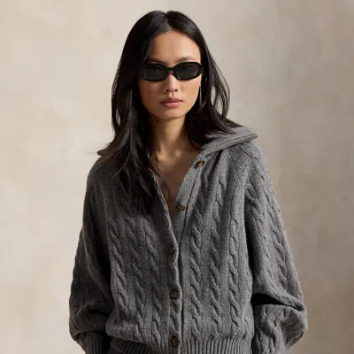Polo Ralph Lauren Cable-knit Wool-cashmere Jacket In Flannel Grey Heather