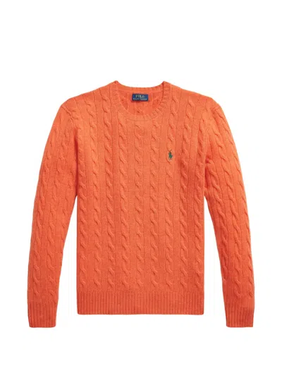 Polo Ralph Lauren Cable-knit Wool-cashmere Jumper In Orange