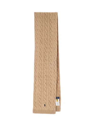 Polo Ralph Lauren Cable-knit Wool-cashmere Scarf In Transparent