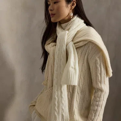 Polo Ralph Lauren Cable-knit Wool-cashmere Scarf In Cream